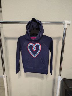 Cat and Jack, Blue pullover hoodie, colorful heart, girls, size M(7/8)