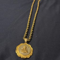 Gold 10k Rope Chain Wit Pendant 