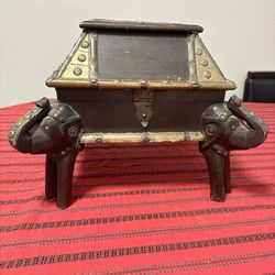 Antique vintage 1920s Carved Wood Elephant Box stools