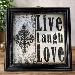 Live Laugh Love Framed Wall Art Black Ornate Frame Vintage Style Home De