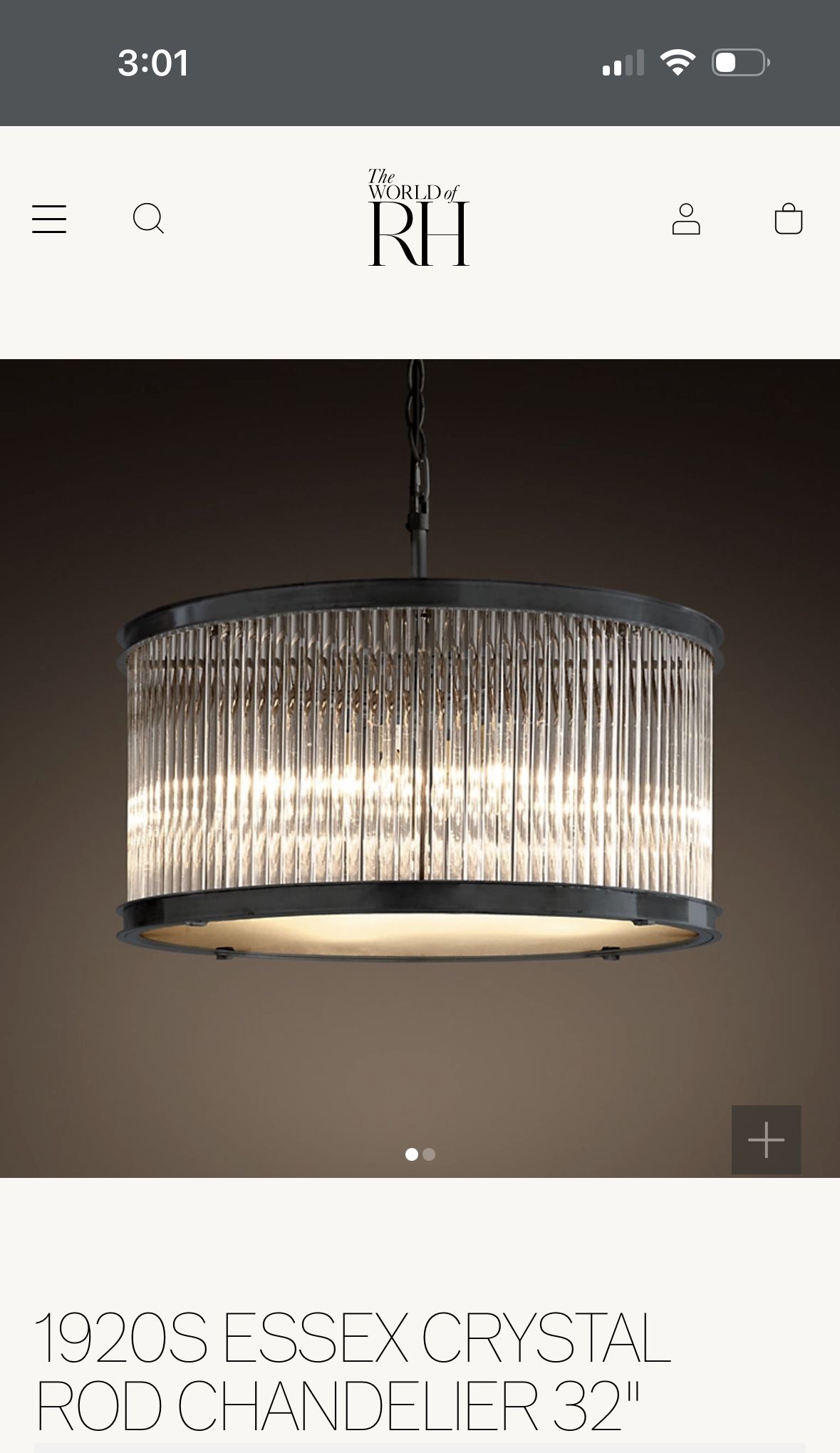 Restoration hardware 1920S ESSEX CRYSTAL ROD CHANDELIER