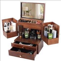 Makeup Organizer Countertop, Wooden Skin Care Organizer, Cosmetic Display Cases, Dresser Organizer, Make Up Organizers for Vanity, Dresser, Countertop