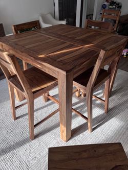 Natural Wood Counter Height Dining Table and Chairs
