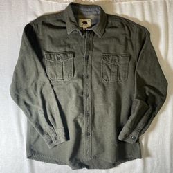 Dakota Grizzly XL Green Flannel Button Up Shirt Flap Pocket Outdoor