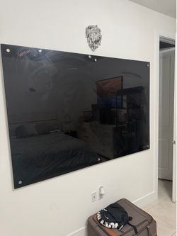Magnetic Dry Erase Board, 72" x 48" Glass Whiteboard for Wall, Infinity, Black