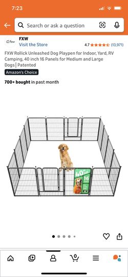 FXW Rollick Unleashed Dog Playpen for Indoor, Yard, RV Camping, 40 inch 16 Panels for Medium and Large Dogs