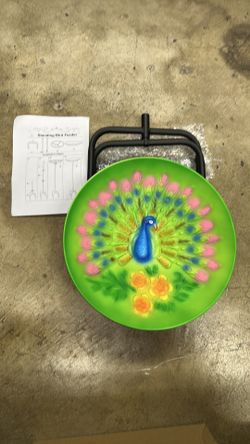 Metal bird bath for outside (peacock Green)