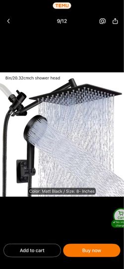 8-Inch Matt Black Dual Shower Head Set