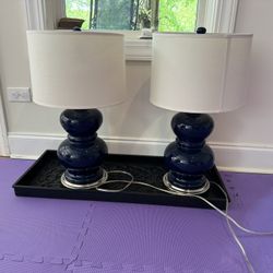 Pottery Barn Navy Lamps