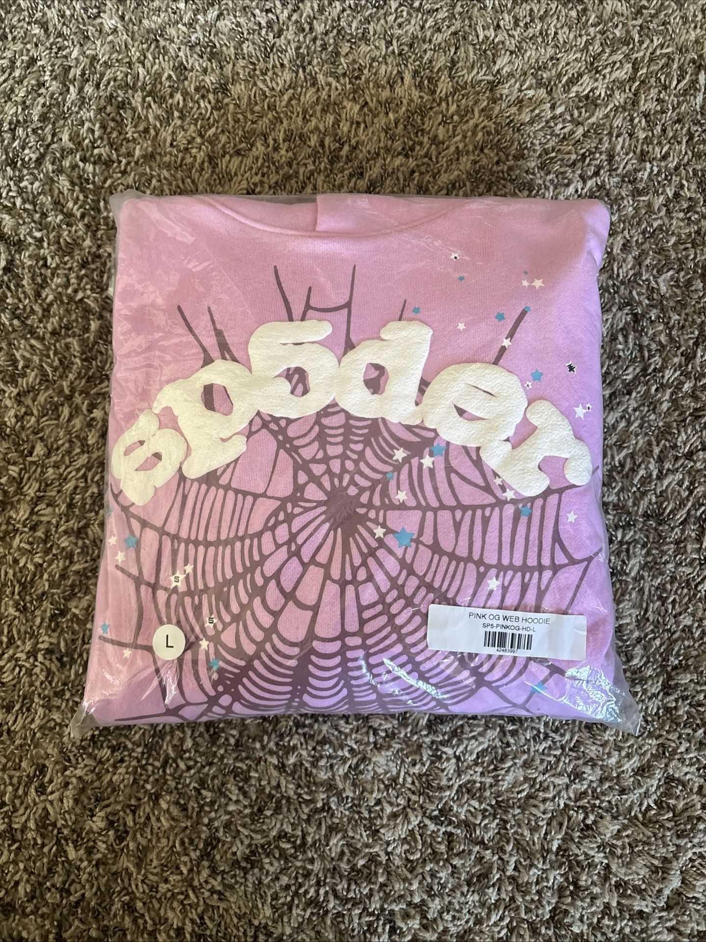 Sp5der Hoodie OG Web Pink Spider NEW Authenticity Sticker included Size LARGE