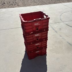 4 Brand New Milwaukee Pack out Stackable Tubs 