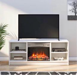 Mainstays Fireplace TV Stand, for TVs up to 55", White