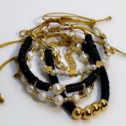 beautiful set of 5 gold plated bracelets