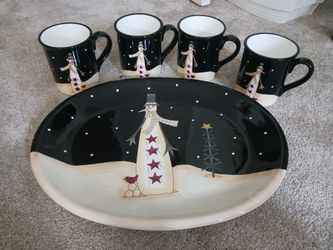 Beautiful Winter Platter And Cups