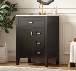 Assembled New Solid Wood Frame 24 Inch Bathroom Vanities with Undermount Ceramic Sink