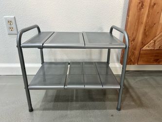 Silver organizing shelf