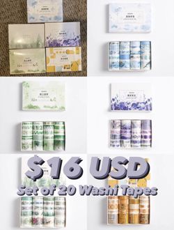 Set of 20 Washi Tape, Set of 20 Masking Tape, Adhesive Tape, Scrapbooking, Themed Washi Tape, Fantasy, Vintage, Magic