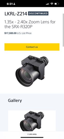 Sony projector LKRL-Z214 Lens