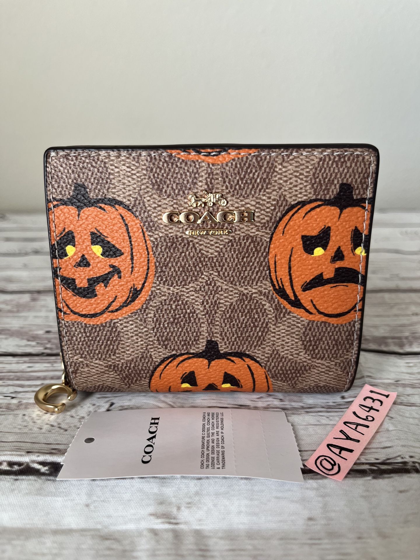 Coach Snap Wallet In Signature Canvas With Halloween Print