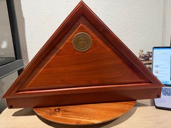 USMC Marine Corps Wooden Flag Display Case