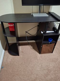 Black Computer Desk with Shelves and Storage