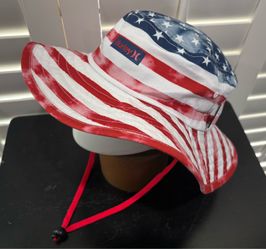 NEW Adult Hurley American Flag Printed Vagabond Boonie Bucket Hat w/ Drawstring - $20