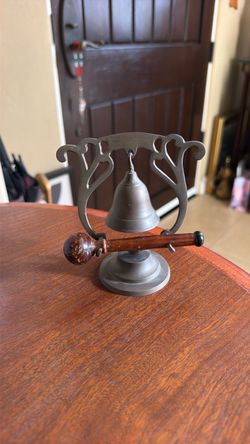 Antique Pewter Desk Bell with Mallet
