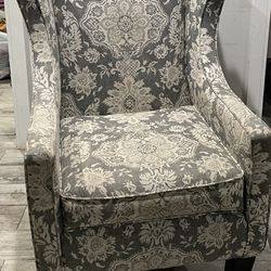 Grey And White Wingback Chair 