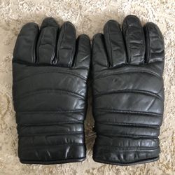 Black Leather Snow Gloves - Men’s XL