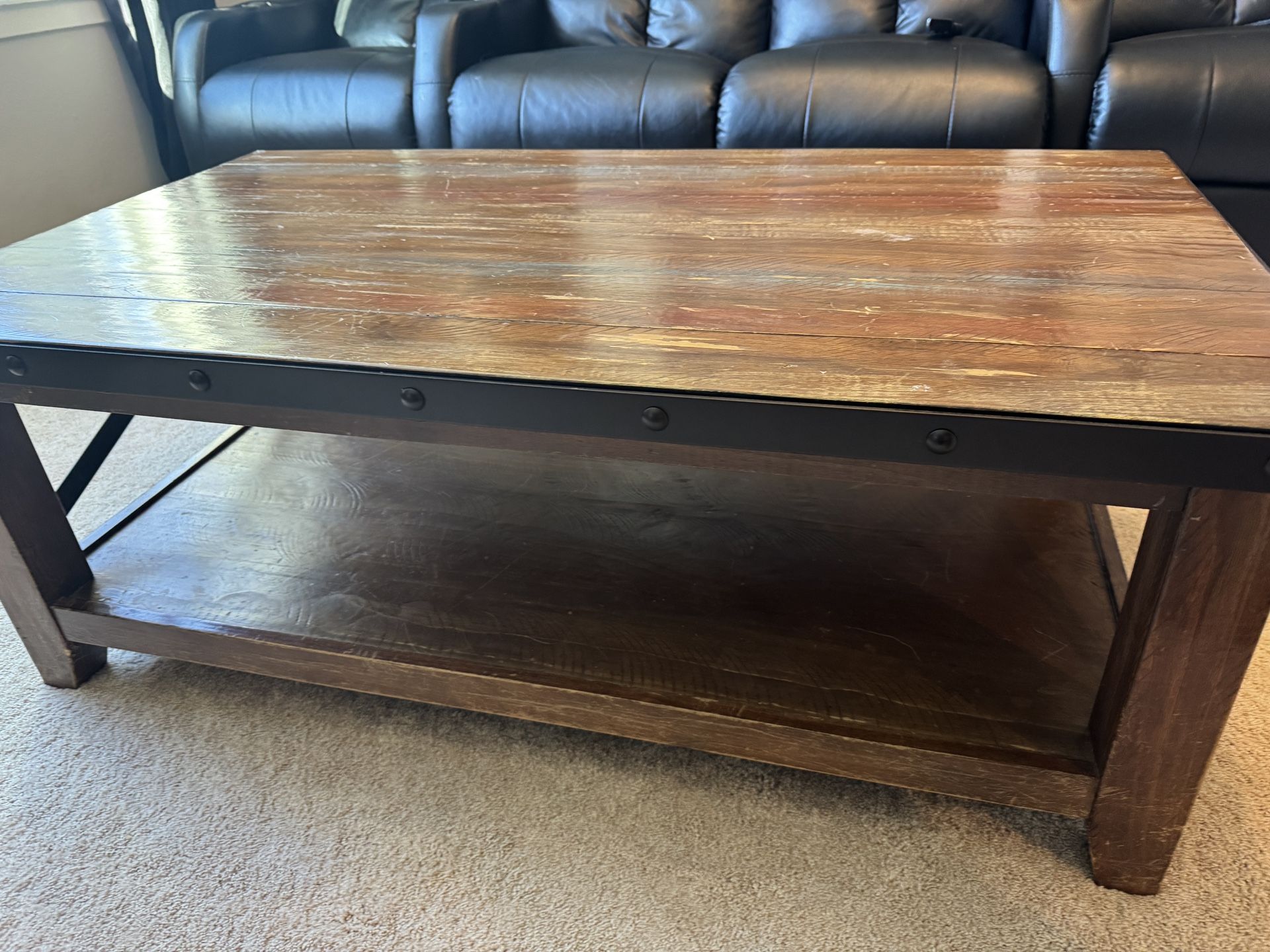 Rustic Wood Coffee table With Metal Accents