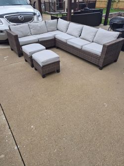 Patio set sofa and ottoman