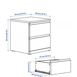 Malm 2 Drawer Chest (night Table), Oak