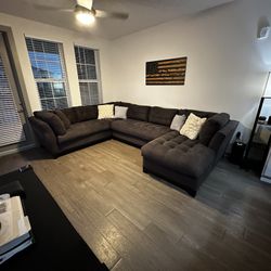 Gray Microfiber Sectional Couch