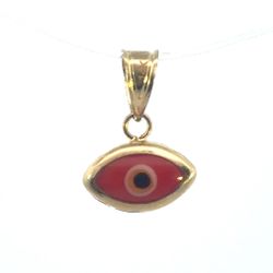 Woman’s Ladies 14k Yellow Gold Red Evil Eye Charm Pendant For Necklace GP3113303