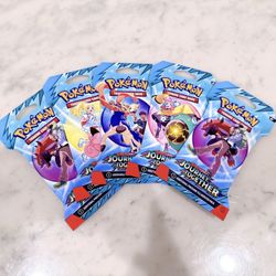 Lot of 5 Pokemon Journey Together New Sealed Authentic Trading Cards Scarlet & Violet Expansion TCG Booster Packs Sleeves