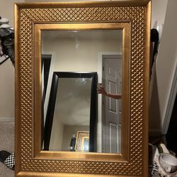 Vintage French Gold Square Mirror