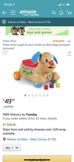 Fisher Price laugh and learn stride -to-ride puppy, works great