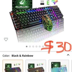 Wireless Gaming Keyboard And Mouse Combo 