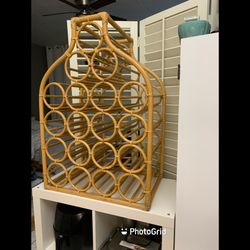 Vintage Rattan Wine Rack (h34” W24”) Perfect Condition KENDALL AREA 