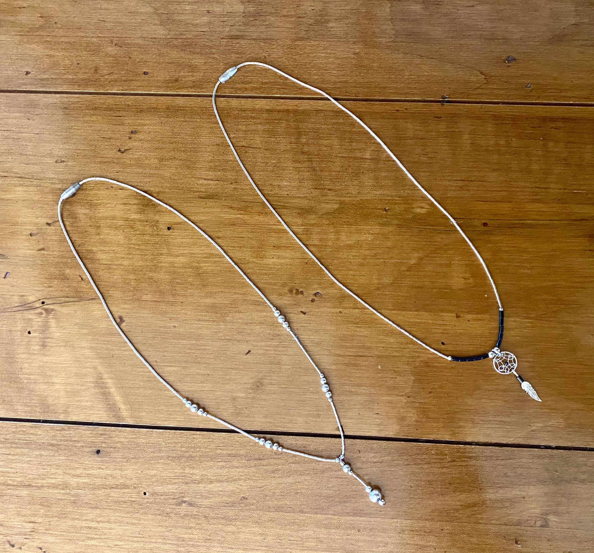 Two Southwestern Liquid Silver Necklaces