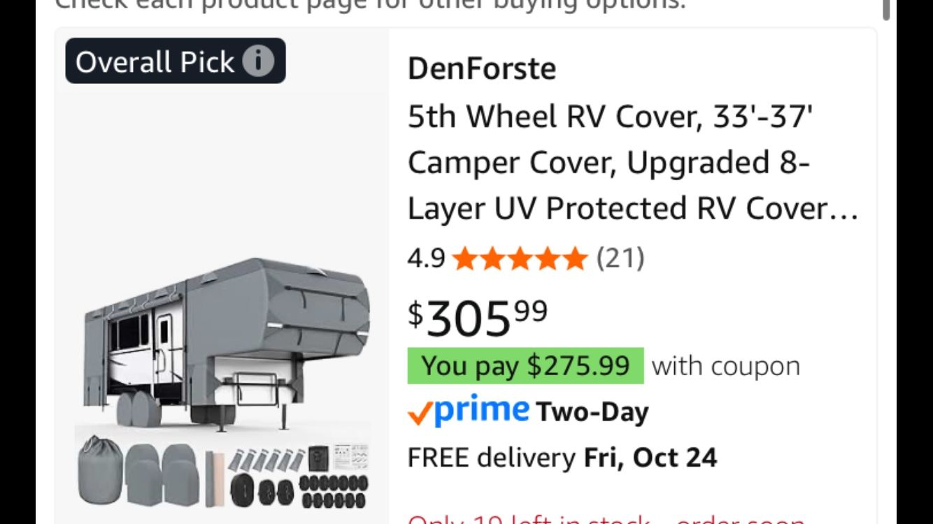 Den Forste 5th Wheel RV Cover 33’-37’ Upgraded 8 Layer New!