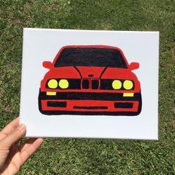 Red BMW E30 Painting Home Room Decor Wall Art Acrylic Canvas 3 Series E36 E46 BMW M3 Collectibles Handmade Hand Painted 