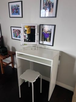 IKEA Desk vanity mirror small stool