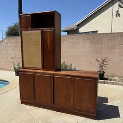 Jack Cartwright for Founders – MCM Walnut Credenza + Cane Hutch (FREE DELIVERY)