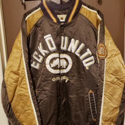 ECKO UNLTD. Brown&Tan Satin Jacket Size Large***RARE***