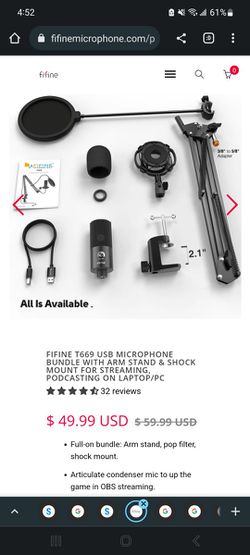 FIFINE T669 USB Microphone Bundle Studio Condenser Mic with