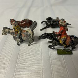 1908 Britain & Barclay Lead Toy Amer Indians & Officer