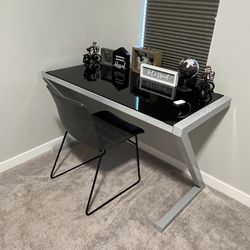 Glass desk plus chair
