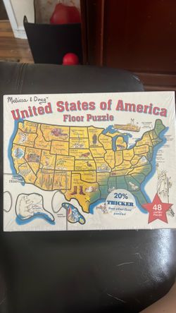 VINTAGE MELISSA & DOUG USA GEOGRAPHY FLOOR PUZZLE NEW SEALED 48 JUMBO PIECES