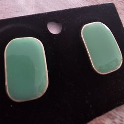 $15.00 - 1970's/1980's Clip Earrings, Gorgeous Teal Green!